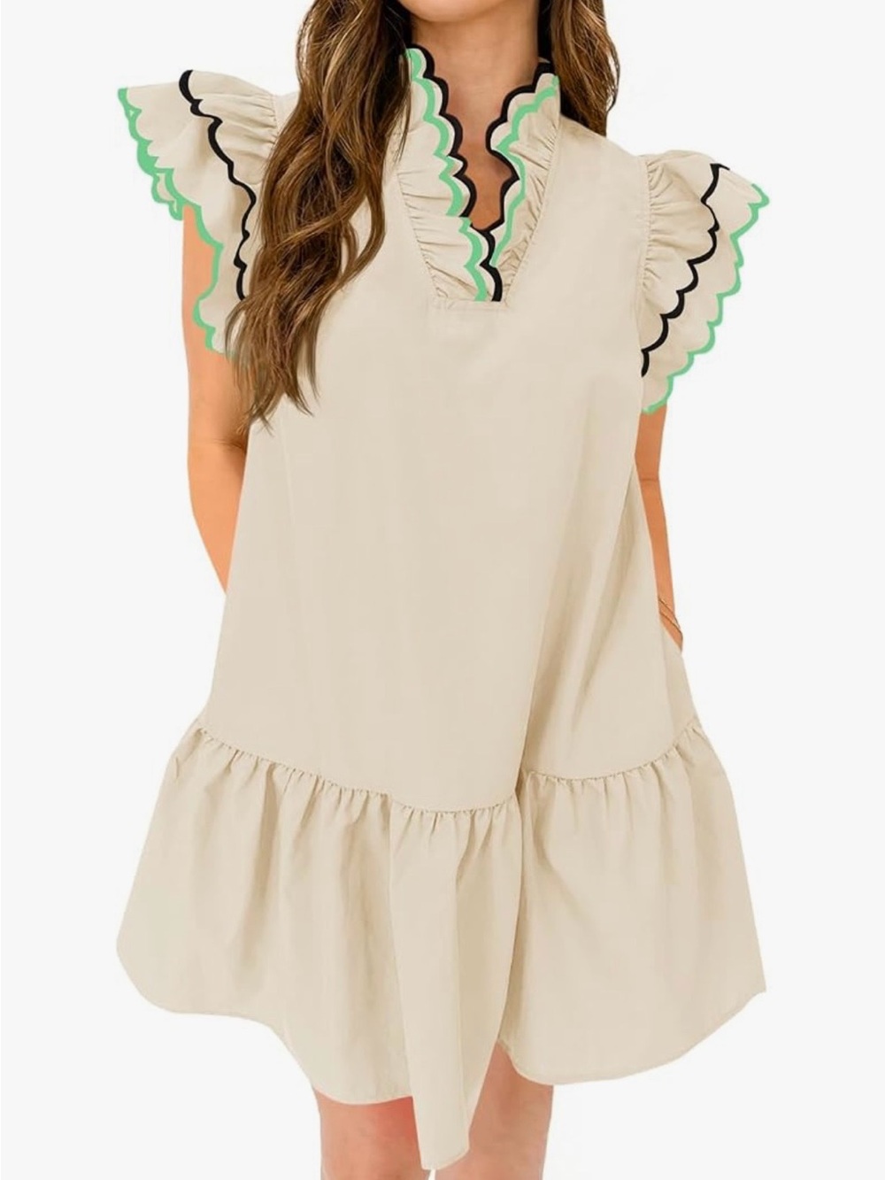 Wenrine cream ruffle boho coquette dress size S